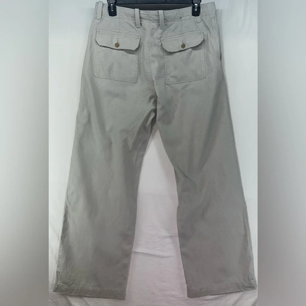 Banana Republic Pants Tan Linen Blend Zipper Drawstring Chino Mens 35x32 (35x31)